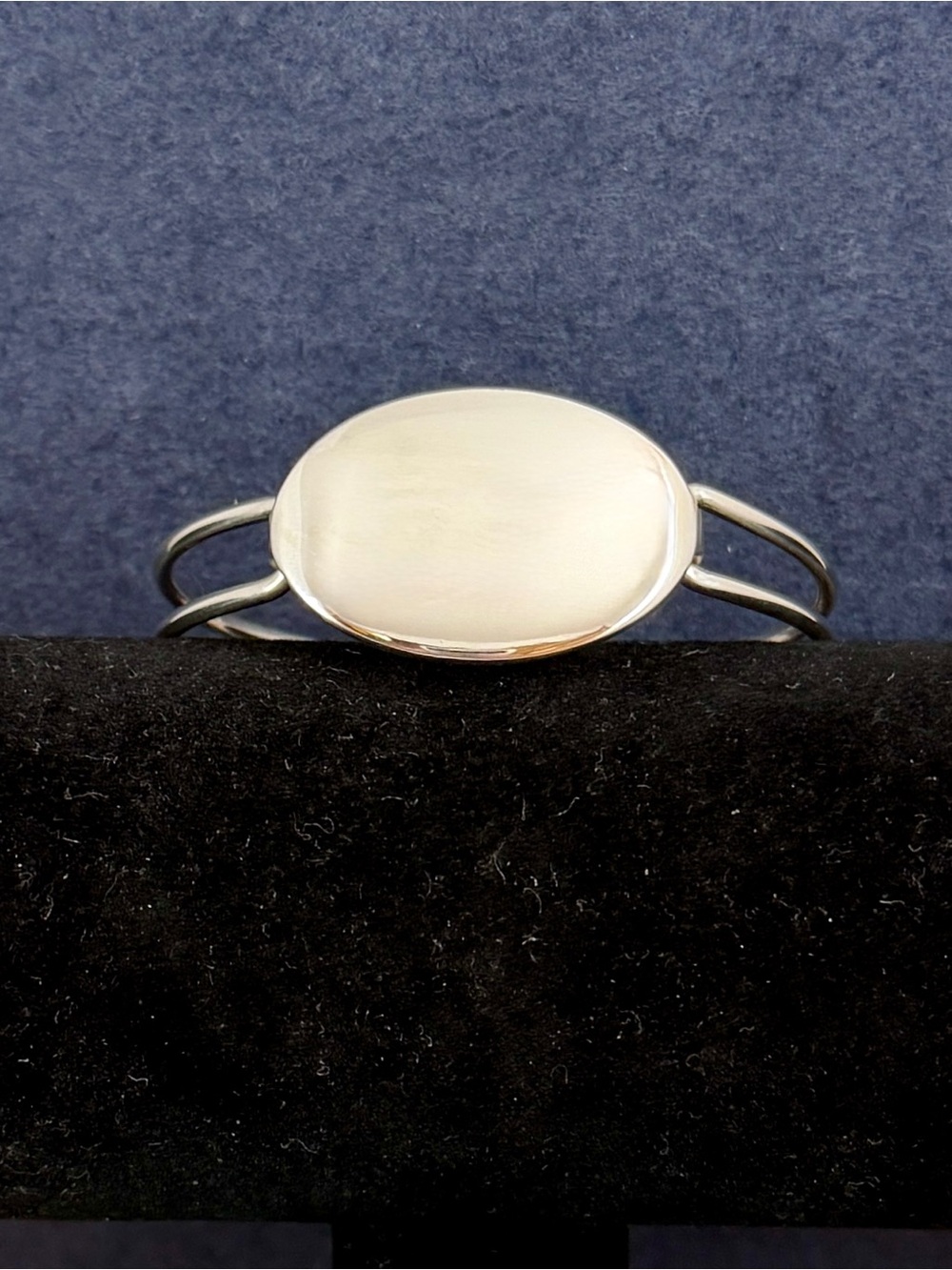 TIFFANY & CO. Sterling Silver Oval ID Double Wire Hook-on Bangle Bracelet w/ COA
